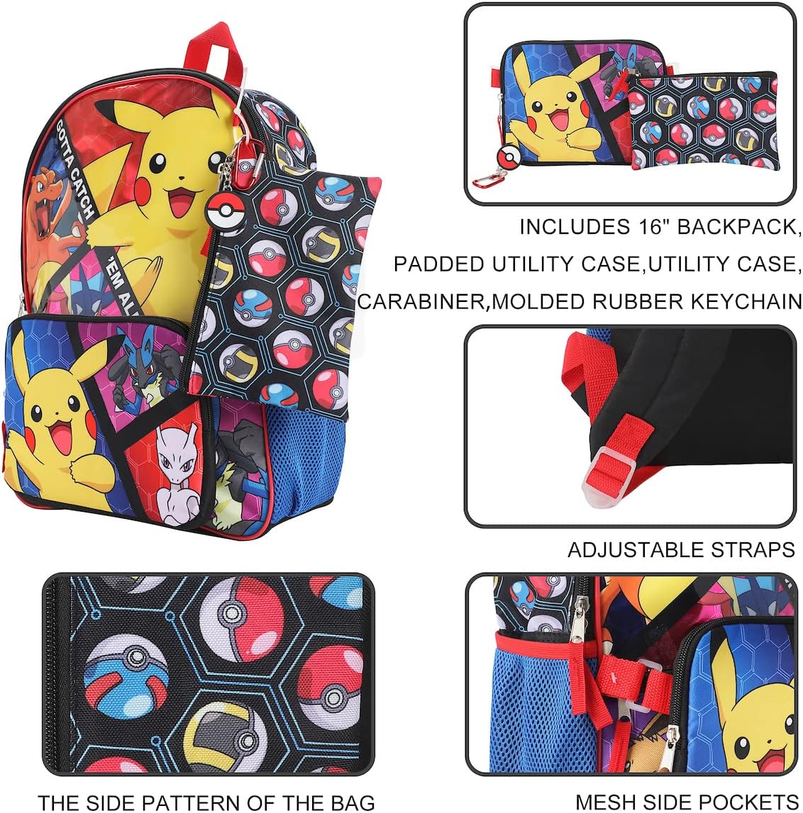Pokemon Trainer Gotta Catch 'Em All Youth 5-Piece Backpack Set