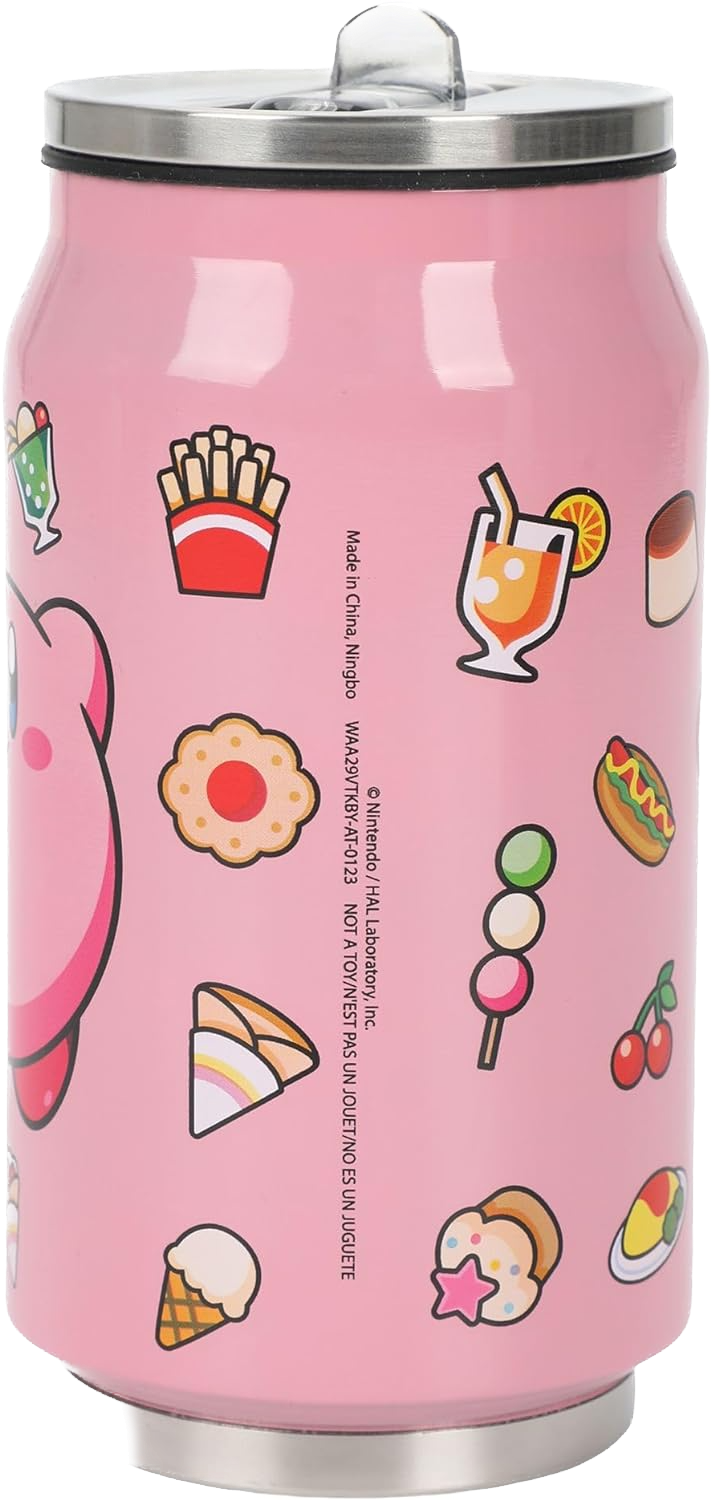 Kirby Food Icons Stainless Steel Pink Travel Soda Can (10 oz)