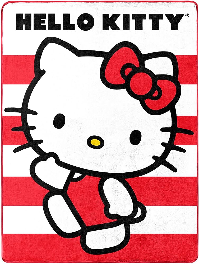 Sanrio Hello Kitty Waving Stripes Twin Size Blanket