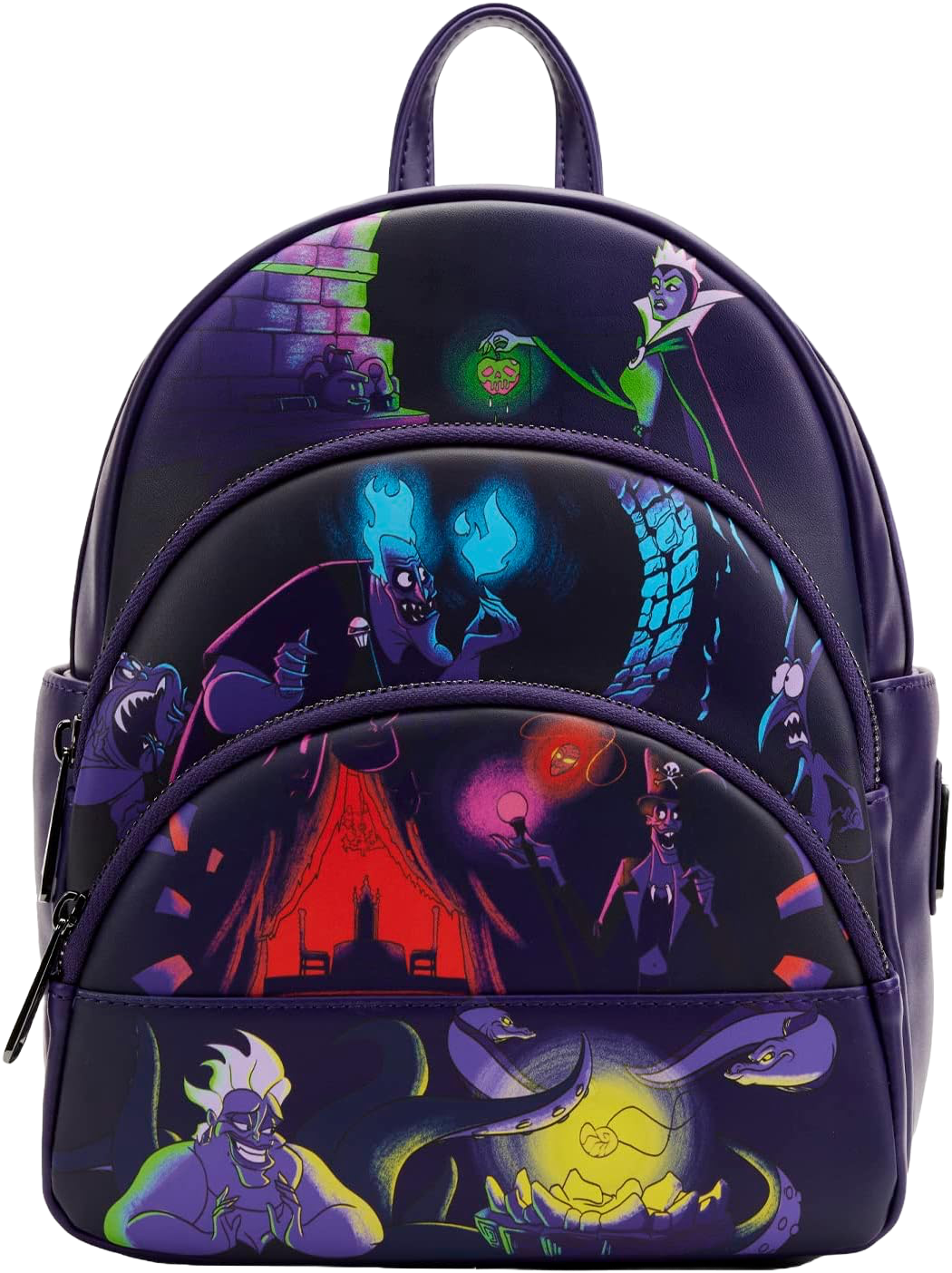Loungefly: Disney Villains Glow in the Dark (Triple Pocket) Mini Backpack